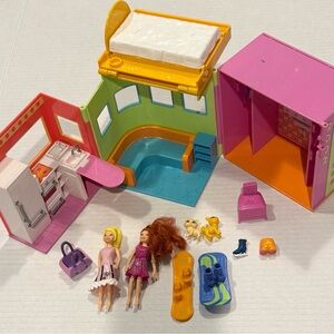 Polly Pocket Fold-Out House Playset w/ Dolls & Accessories – 2002